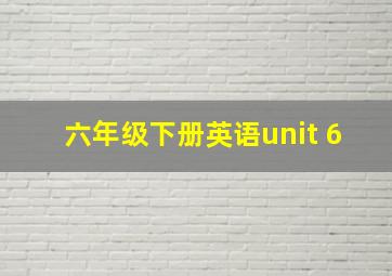 六年级下册英语unit 6